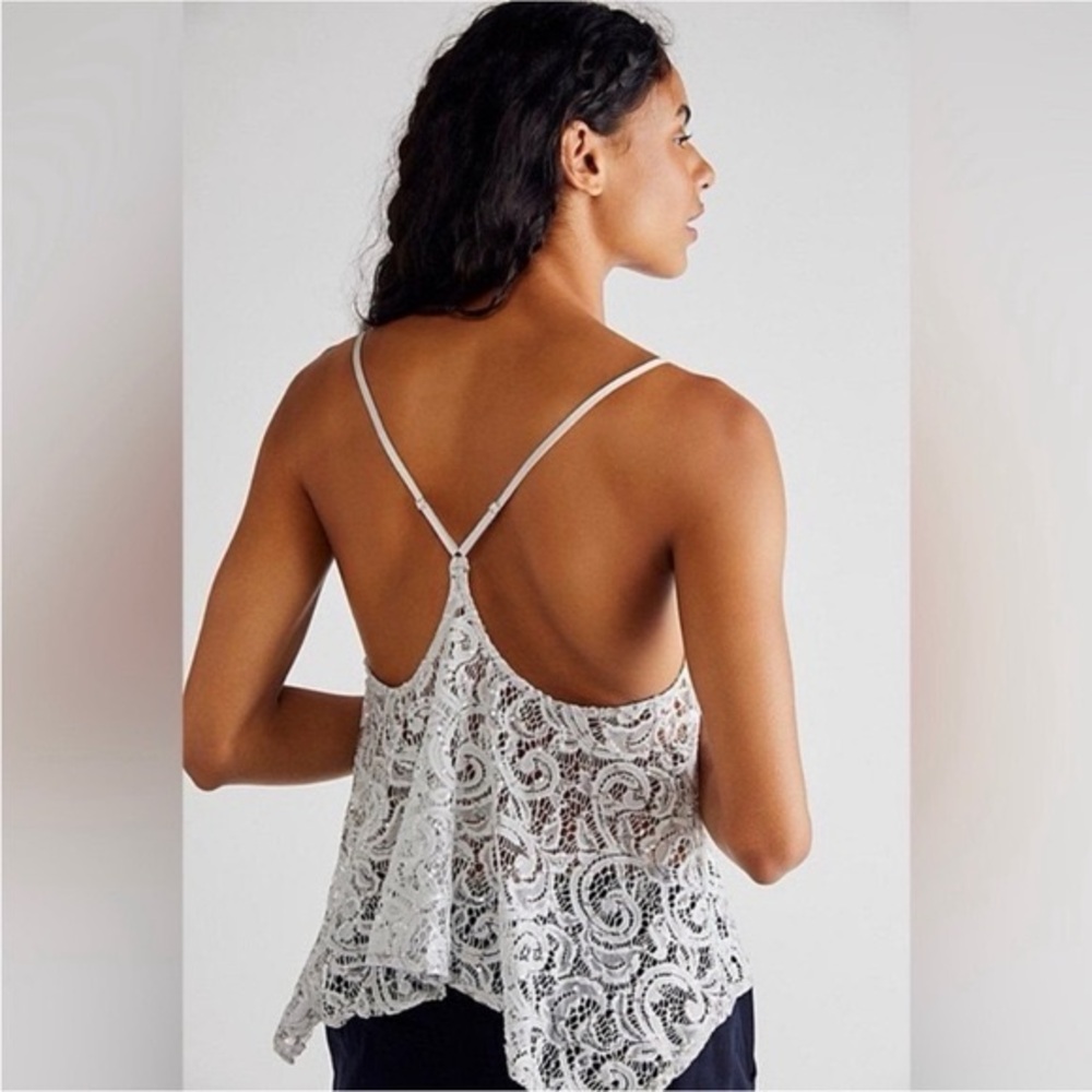 Free People NWOT Sequin Lace Cropped Cami Tank Scoop Neck Rise Intimately Sz XS - Picture 2 of 10